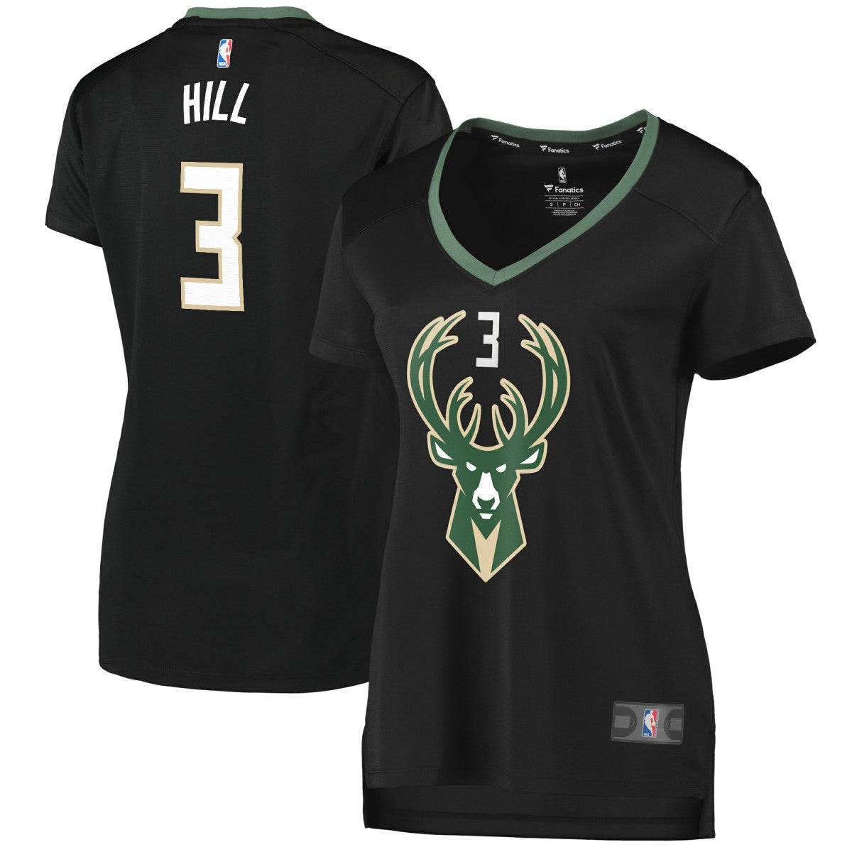 George Hill Milwaukee Bucks Women's Fast Break Replica Player Jersey - Statement Edition - Black | NBA Jerseys