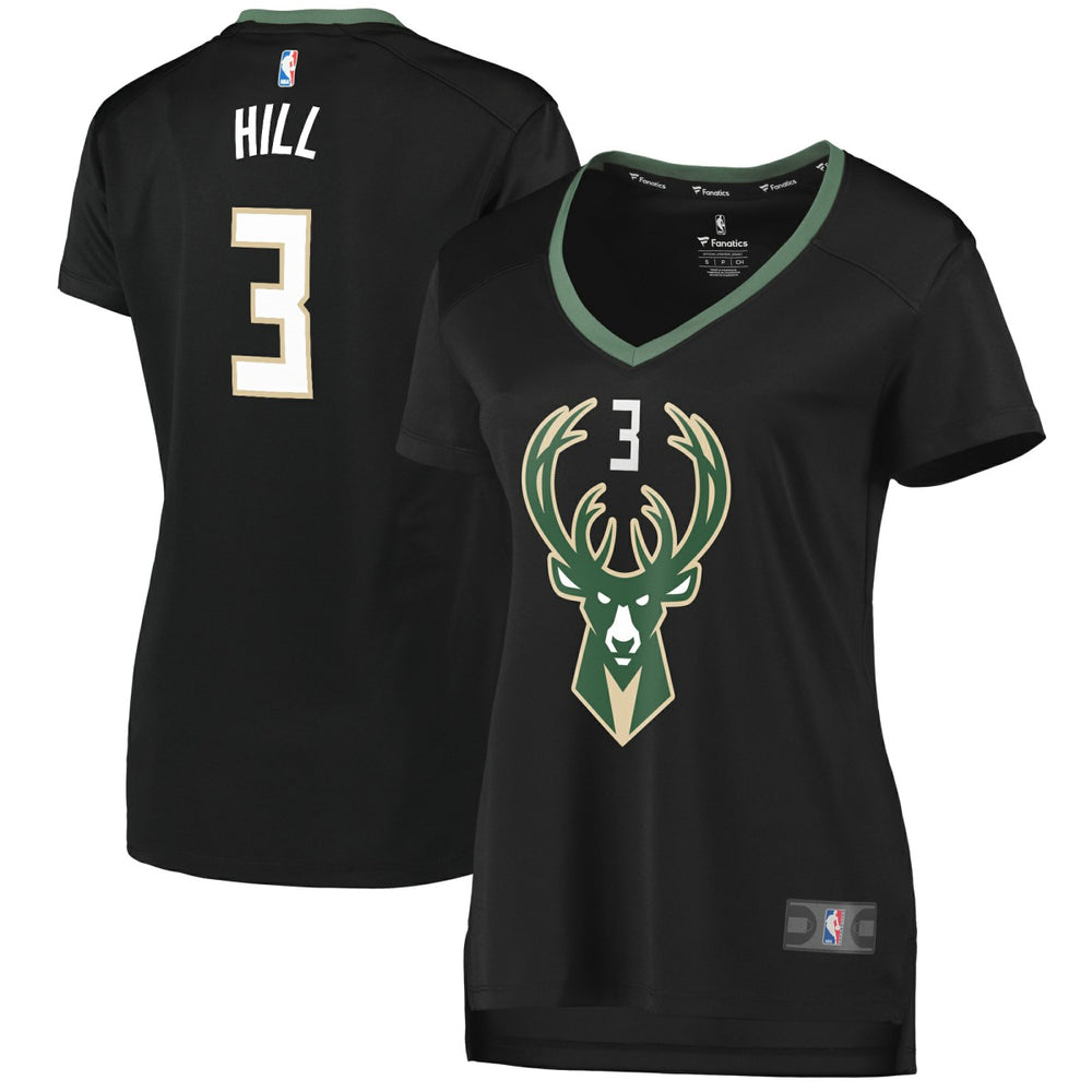 Fanatics - George Hill Milwaukee Bucks Women's Fast Break Replica Player Jersey - Statement Edition - Black