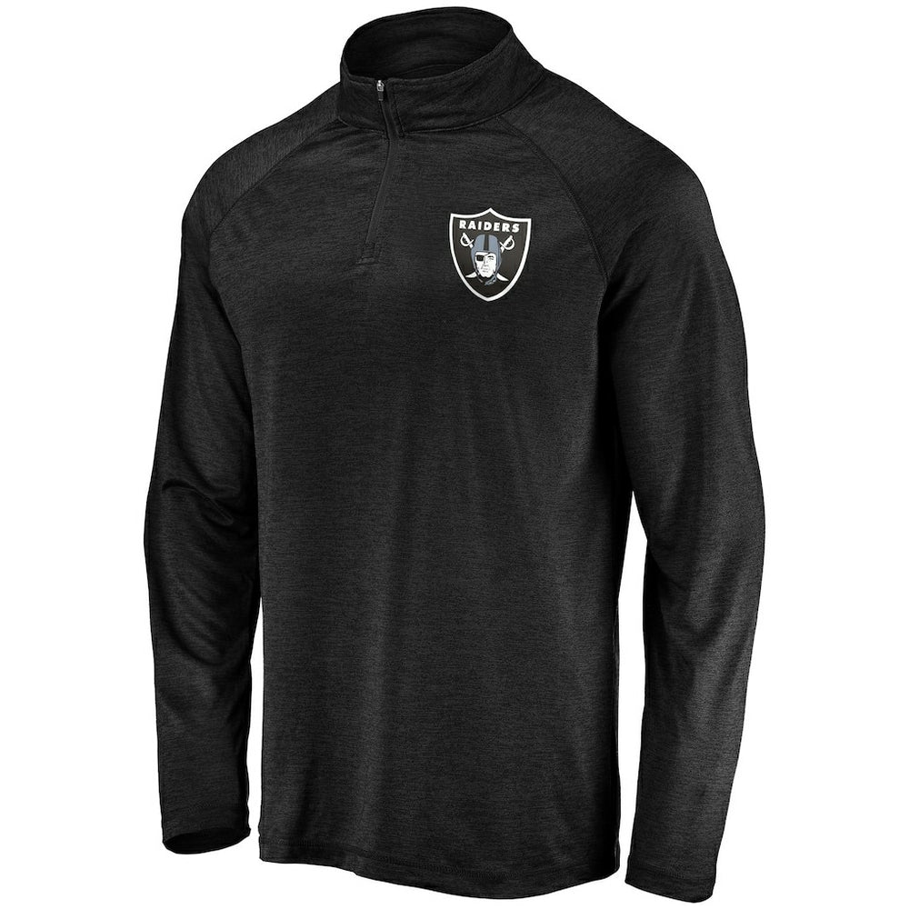 Las Vegas Raiders Striated Primary Logo Raglan Quarter-Zip Pullover Jacket Black - Fanatics