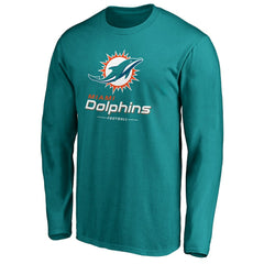 Miami Dolphins Team Lockup Long Sleeve T-Shirt Aqua - Fanatics