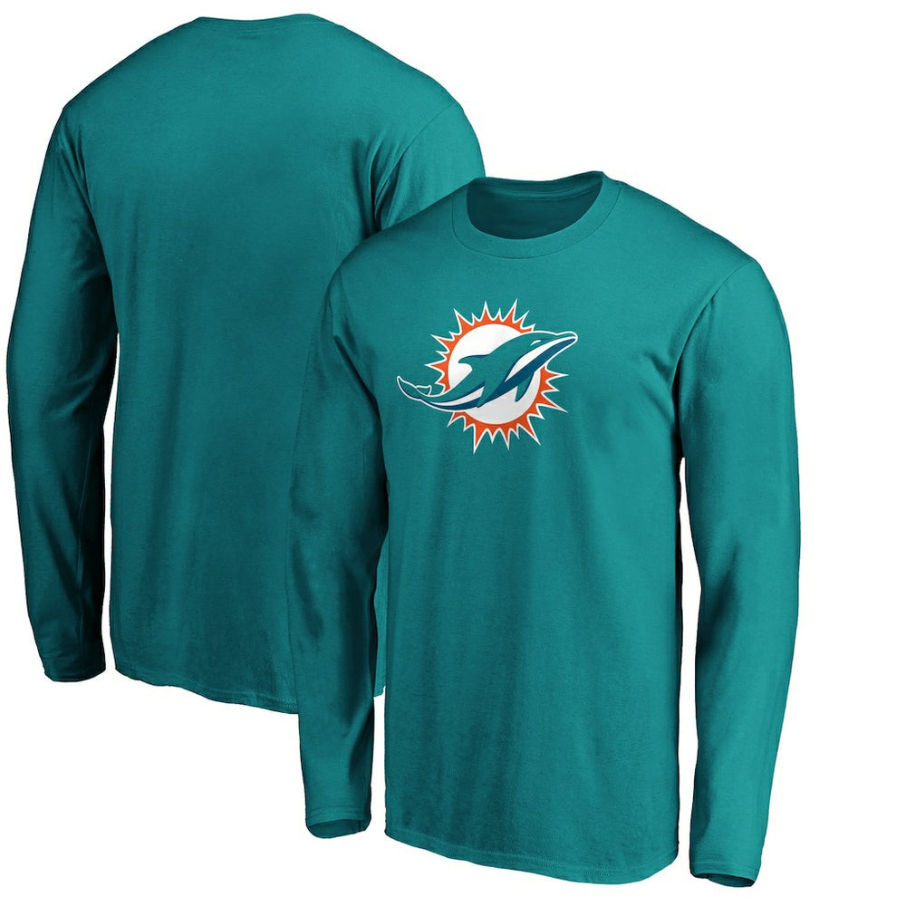 Miami Dolphins Primary Logo Long Sleeve T-Shirt Aqua - Fanatics