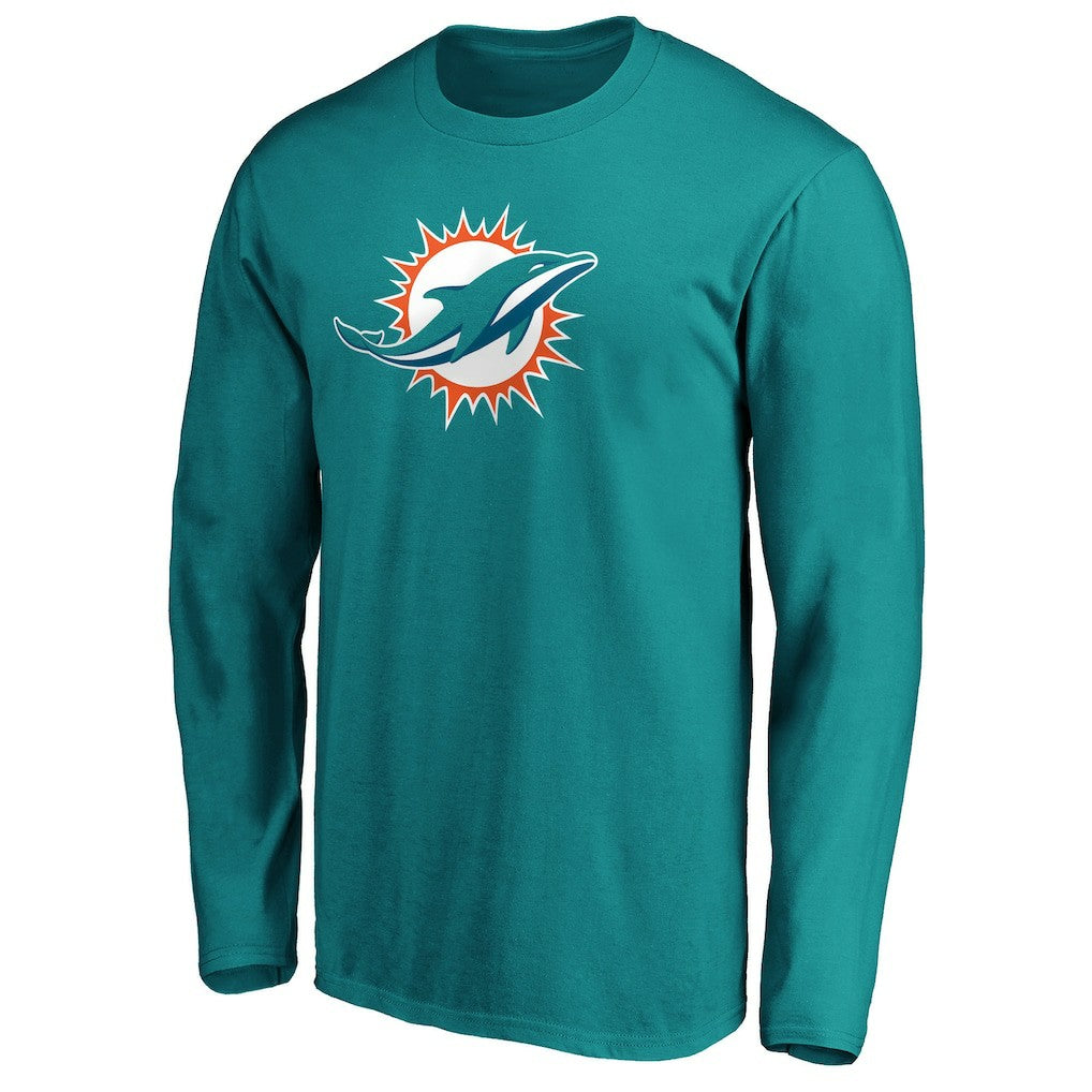 Miami Dolphins Primary Logo Long Sleeve T-Shirt Aqua - Fanatics