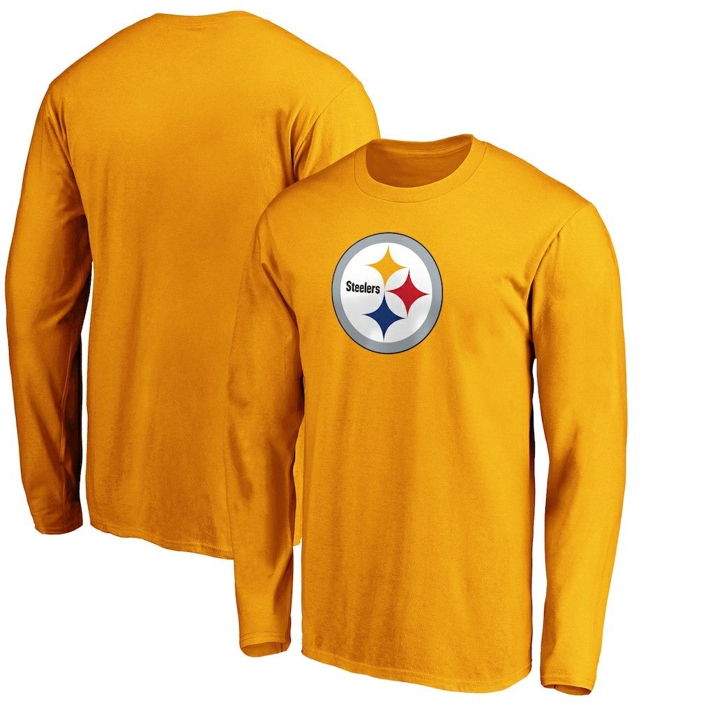 Pittsburgh Steelers Primary Logo Long Sleeve T-Shirt Gold - Fanatics