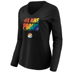 NBA - Golden State Warriors Women's We Are Proud Long Sleeve V-Neck T-Shirt - Black