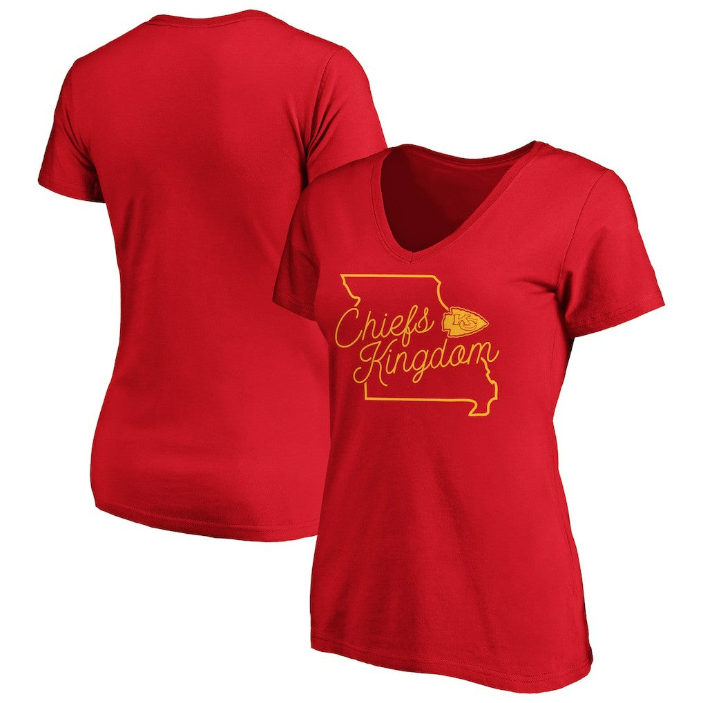 Kansas City Chiefs Women's Iconic Script State V-Neck T-Shirt Red - Fanatics