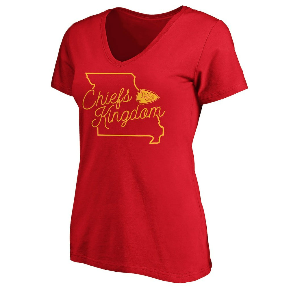 Kansas City Chiefs Women's Iconic Script State V-Neck T-Shirt Red - Fanatics