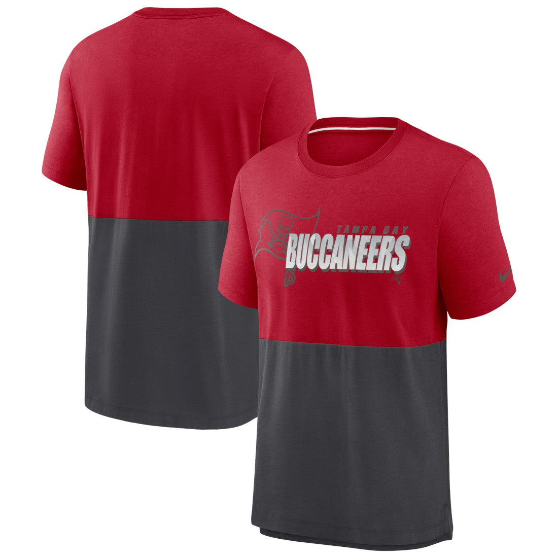 Tampa Bay Buccaneers Fan Gear Colorblock Tri-Blend T-Shirt Red/Pewter - Nike