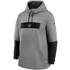 New Orleans Saints Sideline Playbook Performance Pullover Hoodie Heathered Gray/Black - Nike