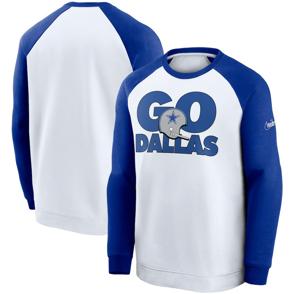 Dallas Cowboys Fan Gear Throwback Go Helmet Sweatshirt White/Royal - Nike