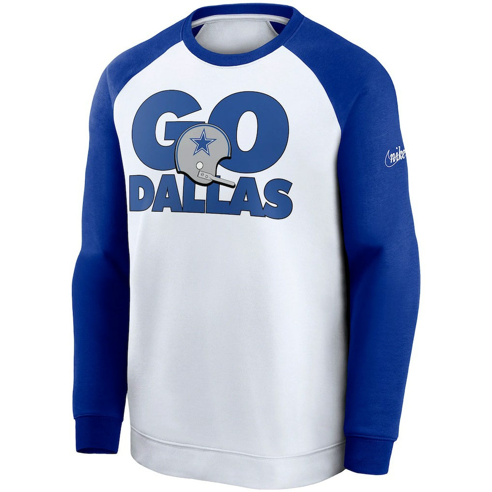 Dallas Cowboys Fan Gear Throwback Go Helmet Sweatshirt White/Royal - Nike