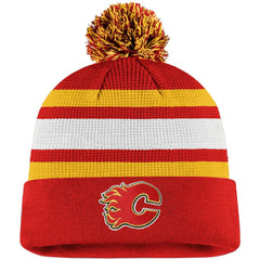 Calgary Flames - Fanatics Authentic Pro Cuffed Pom Knit Hat Red/Yellow