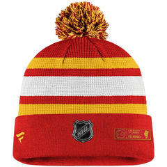 Calgary Flames - Fanatics Authentic Pro Cuffed Pom Knit Hat Red/Yellow