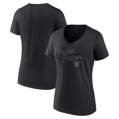 Las Vegas Raiders Women's Iconic Script State V-Neck T-Shirt Black - Fanatics