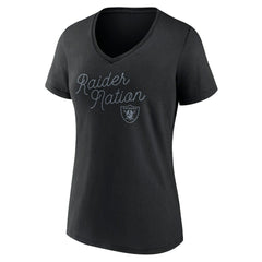 Las Vegas Raiders Women's Iconic Script State V-Neck T-Shirt Black - Fanatics