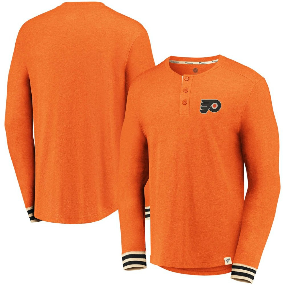 Philadelphia Flyers - Fanatics True Classics Henley Long Sleeve T-Shirt Heathered Orange
