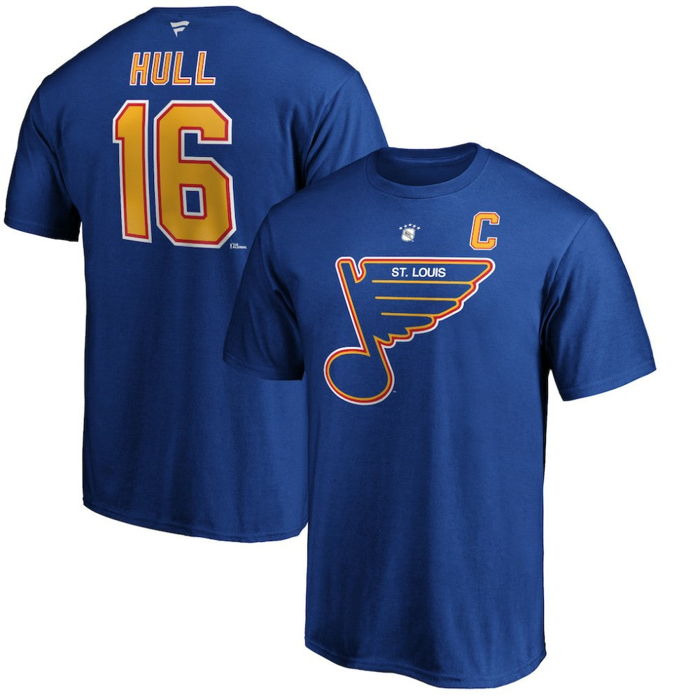 Brett Hull St. Louis Blues - Fanatics Authentic Stack Retired Player Name & Number T-Shirt Blue