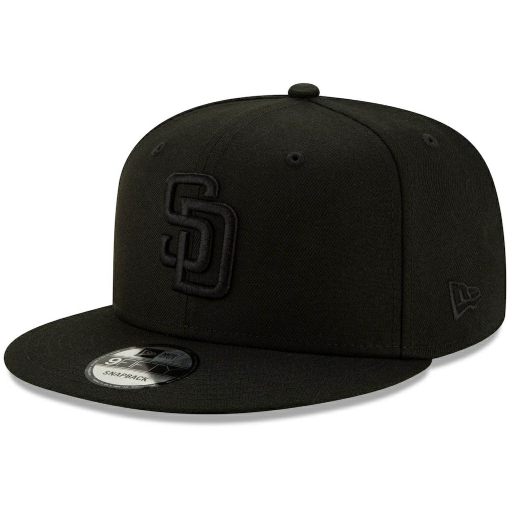 San Diego Padres New Era Black on Black 9FIFTY Snapback Adjustable Hat for sale