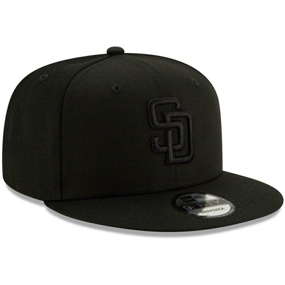 San Diego Padres New Era Black on Black 9FIFTY Snapback Adjustable Hat for sale