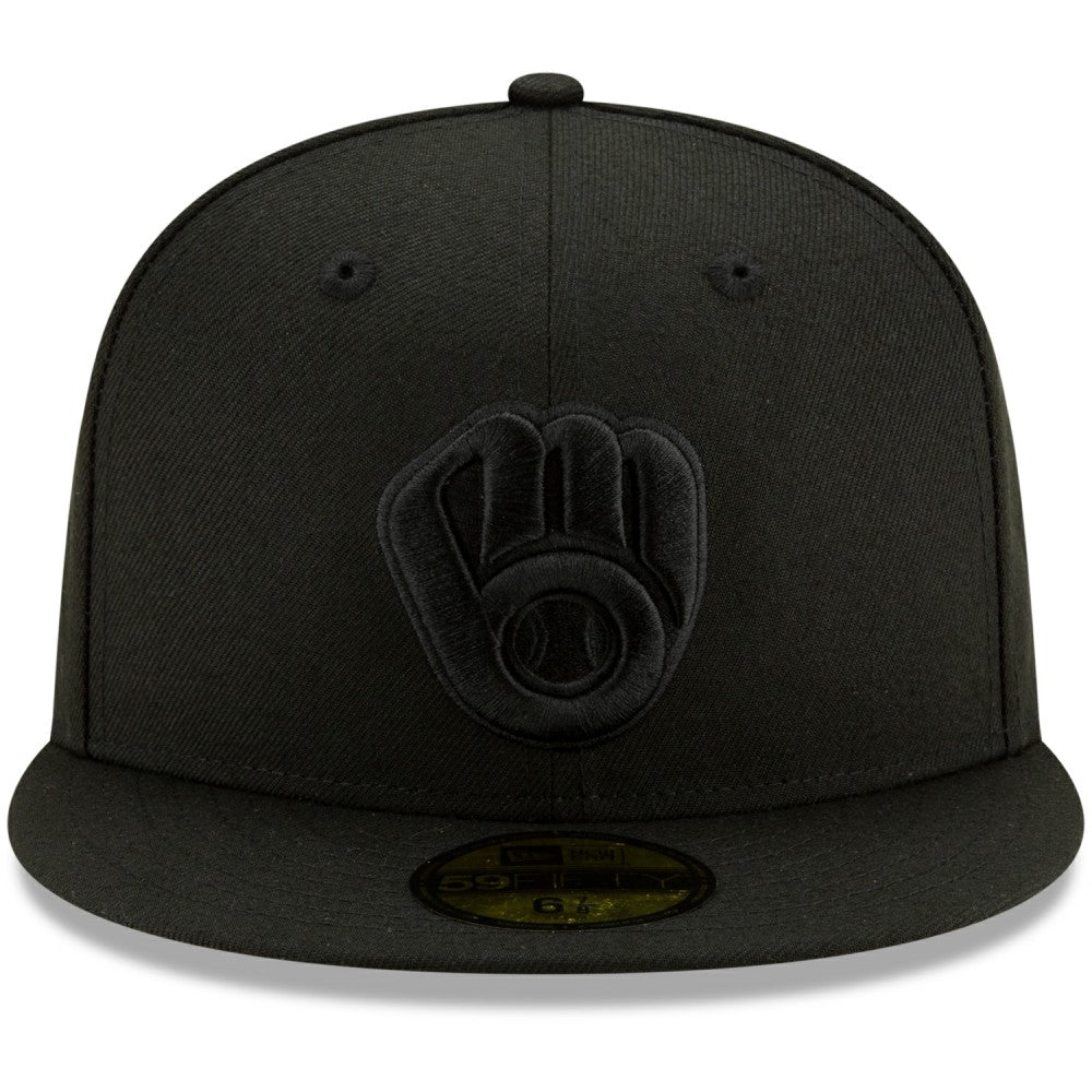Milwaukee Brewers New Era Black on Black 59FIFTY Fitted Hat Online