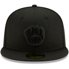 Milwaukee Brewers New Era Black on Black 59FIFTY Fitted Hat Online