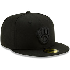Milwaukee Brewers New Era Black on Black 59FIFTY Fitted Hat Online