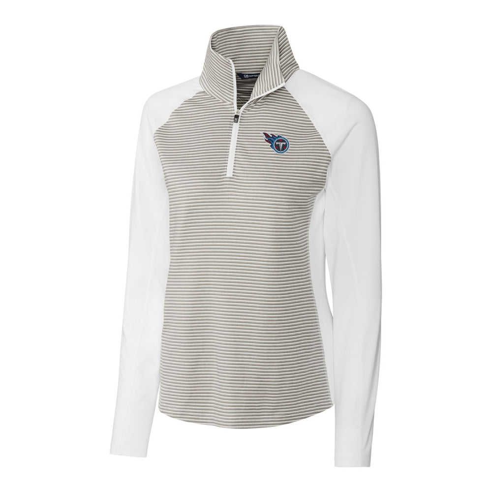 Tennessee Titans Cutter & Buck Women's Forge Tonal Stripe Half-Zip Pullover Jacket White - NFL