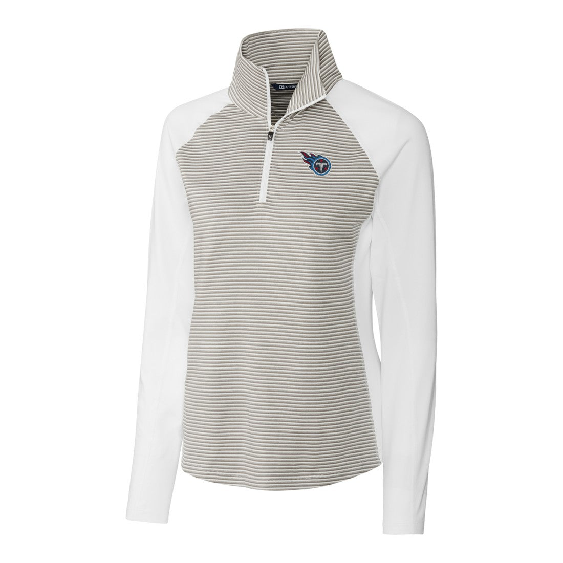 Tennessee Titans Cutter & Buck Women's Forge Tonal Stripe Half-Zip Pullover Jacket White - NFL