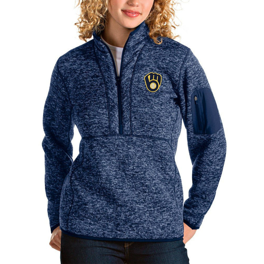 Milwaukee Brewers Antigua Women's Fortune Half-Zip Pullover Jacket Near Me