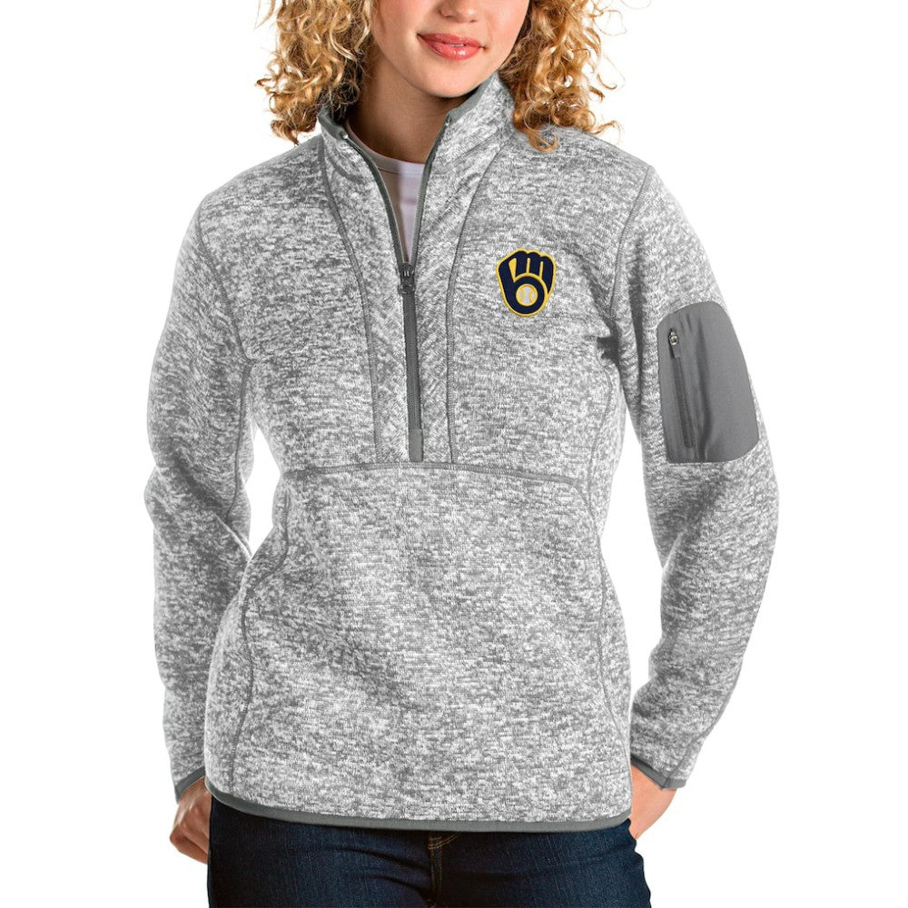 Milwaukee Brewers Antigua Women's Fortune Half-Zip Pullover Jacket Lifestyle