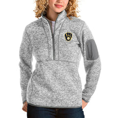 Milwaukee Brewers Antigua Women's Fortune Half-Zip Pullover Jacket Lifestyle