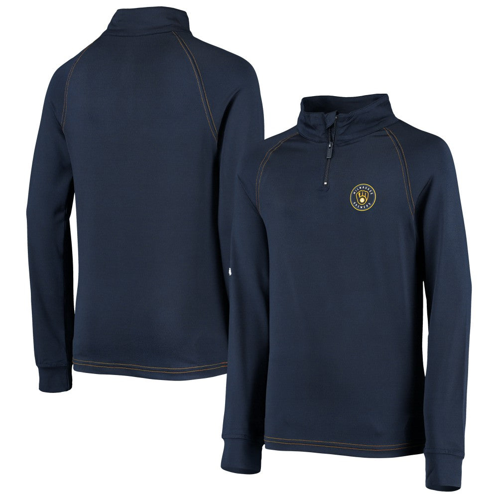 Milwaukee Brewers Stitches Youth Raglan Quarter-Zip Jacket On Sale