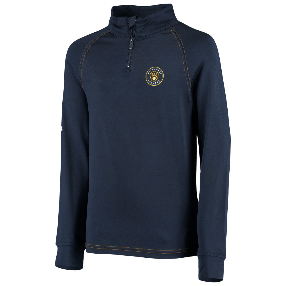 Milwaukee Brewers Stitches Youth Raglan Quarter-Zip Jacket On Sale