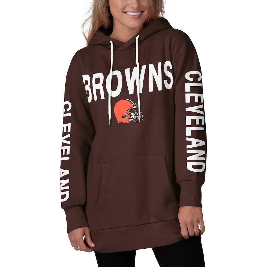 Cleveland Browns G-III 4Her by Carl Banks Women's Extra Point Pullover Hoodie Brown - NFL