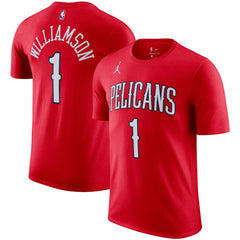 NBA - New Orleans Pelicans Jordan Brand 2020/21 Zion Williamson Statement Name & Number T-Shirt - Red