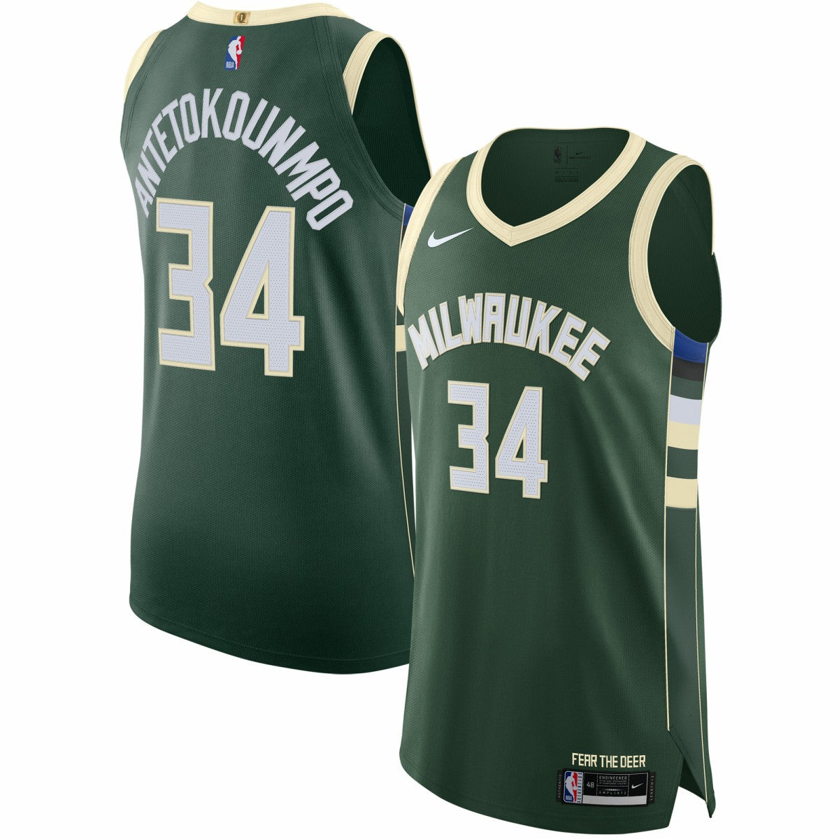 Nike - Giannis Antetokounmpo Milwaukee Bucks Authentic Jersey - Icon Edition - Hunter Green
