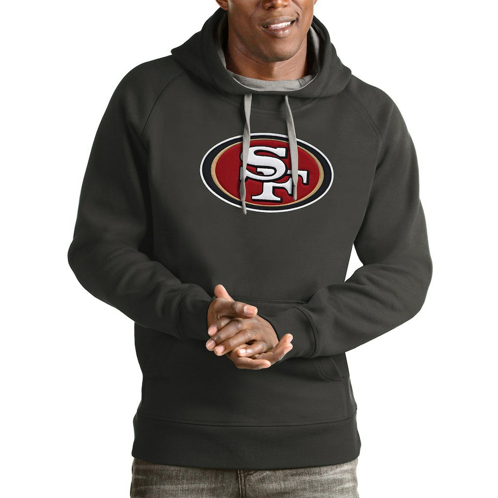 San Francisco 49ers Antigua Victory Pullover Hoodie Charcoal - NFL