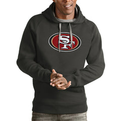 San Francisco 49ers Antigua Victory Pullover Hoodie Charcoal - NFL
