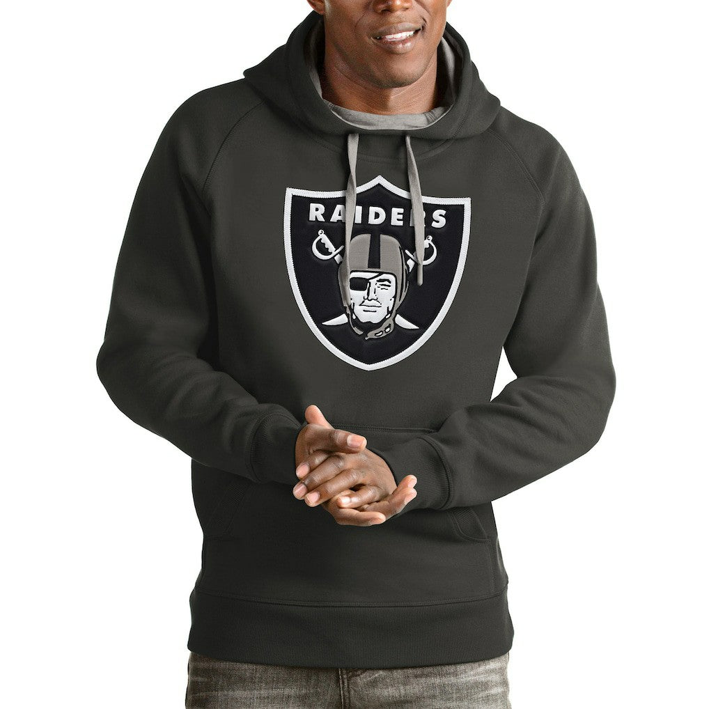 Las Vegas Raiders Antigua Victory Pullover Hoodie Charcoal - NFL