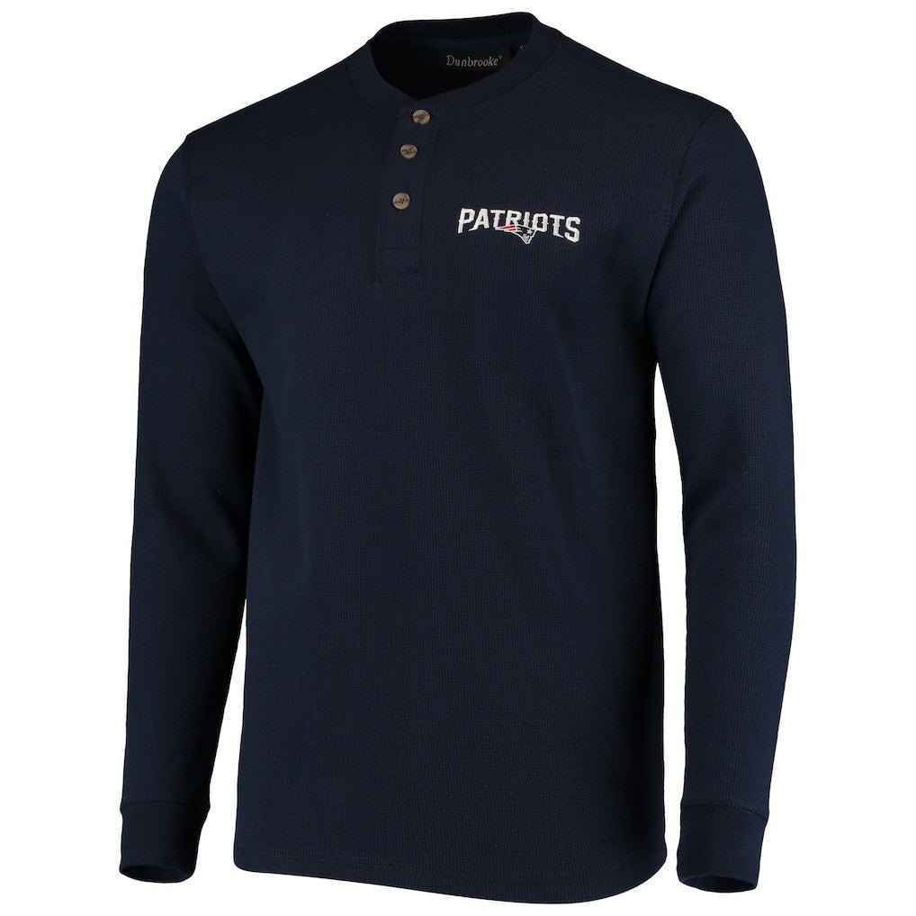 New England Patriots Dunbrooke Logo Maverick Thermal Henley Long Sleeve T-Shirt Navy - NFL