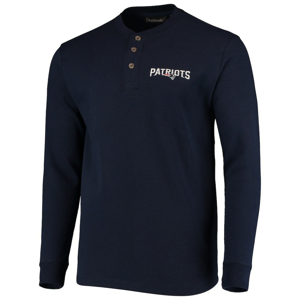 New England Patriots Dunbrooke Logo Maverick Thermal Henley Long Sleeve T-Shirt Navy - NFL