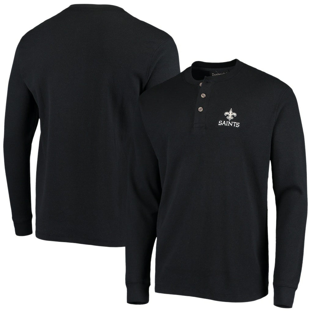 New Orleans Saints Dunbrooke Logo Maverick Thermal Henley Long Sleeve T-Shirt Black - NFL