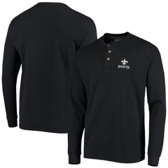 New Orleans Saints Dunbrooke Logo Maverick Thermal Henley Long Sleeve T-Shirt Black - NFL