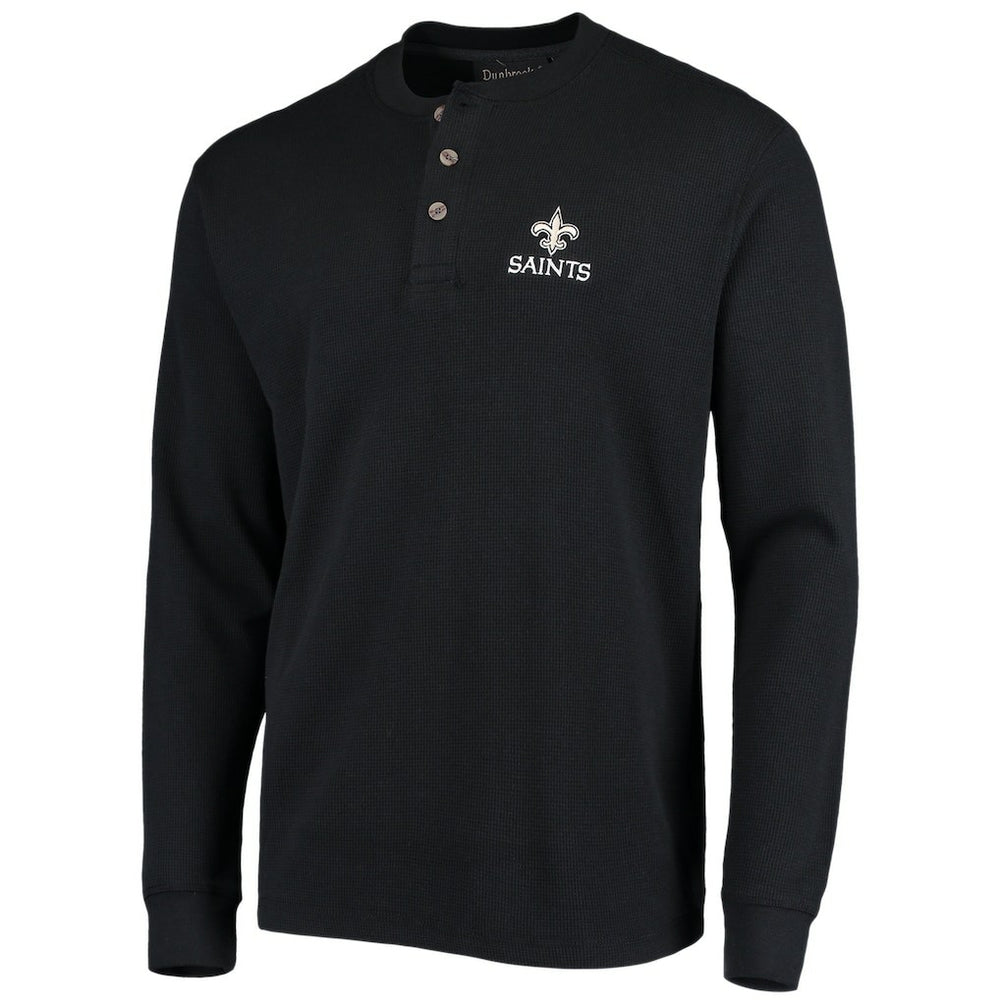 New Orleans Saints Dunbrooke Logo Maverick Thermal Henley Long Sleeve T-Shirt Black - NFL