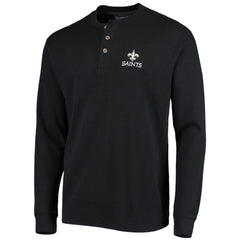 New Orleans Saints Dunbrooke Logo Maverick Thermal Henley Long Sleeve T-Shirt Black - NFL