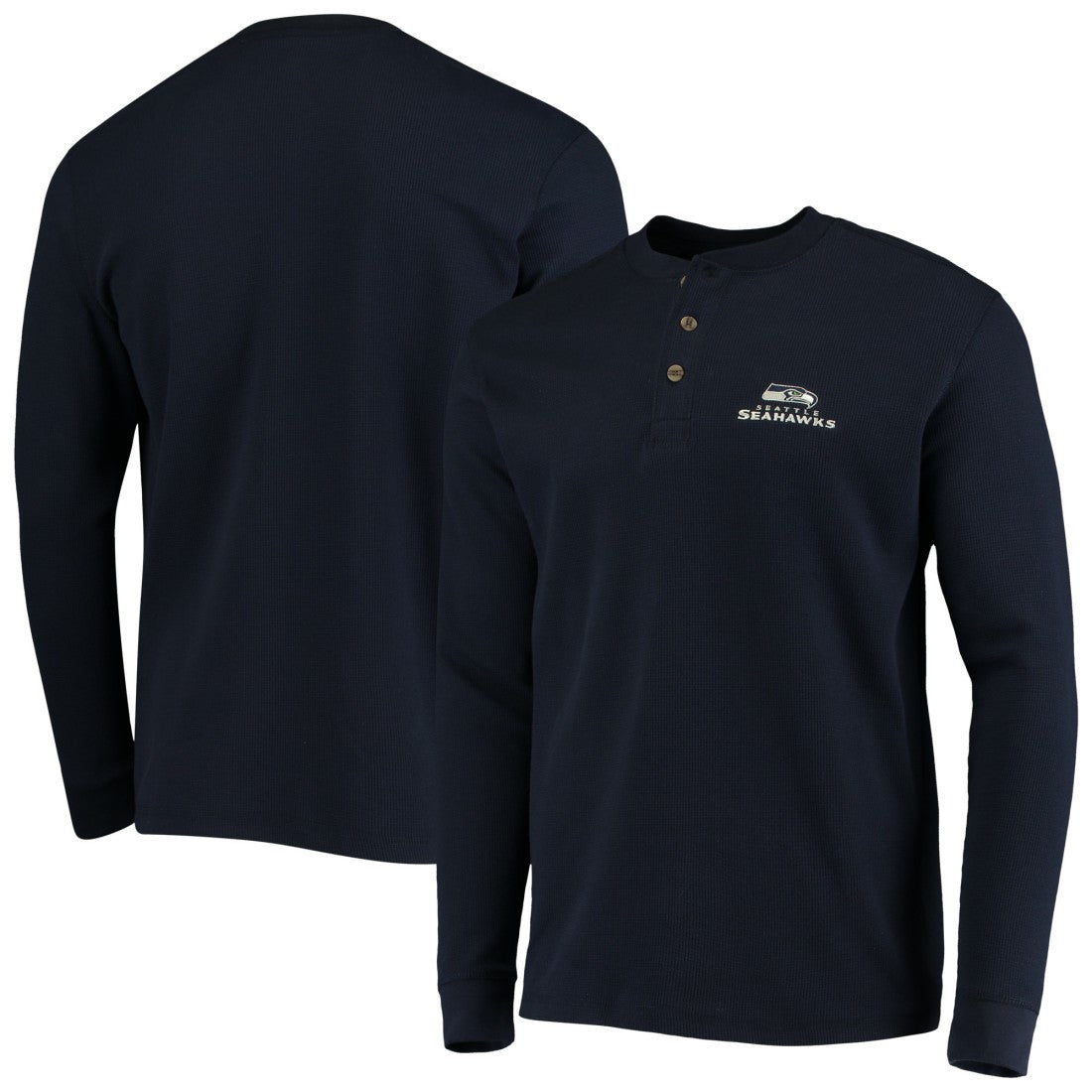 Seattle Seahawks Dunbrooke Logo Maverick Thermal Henley Long Sleeve T-Shirt Navy - NFL