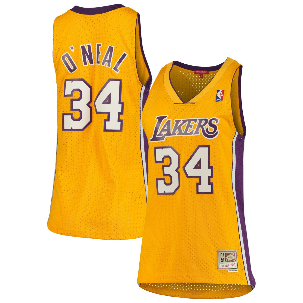Mitchell & Ness - Shaquille O'Neal Los Angeles Lakers Women's 1999/00 Hardwood Classics Swingman Jersey - Gold