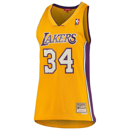 Shaquille O'Neal Los Angeles Lakers Women's 1999/00 Hardwood Classics Swingman Jersey - Gold | NBA Jerseys
