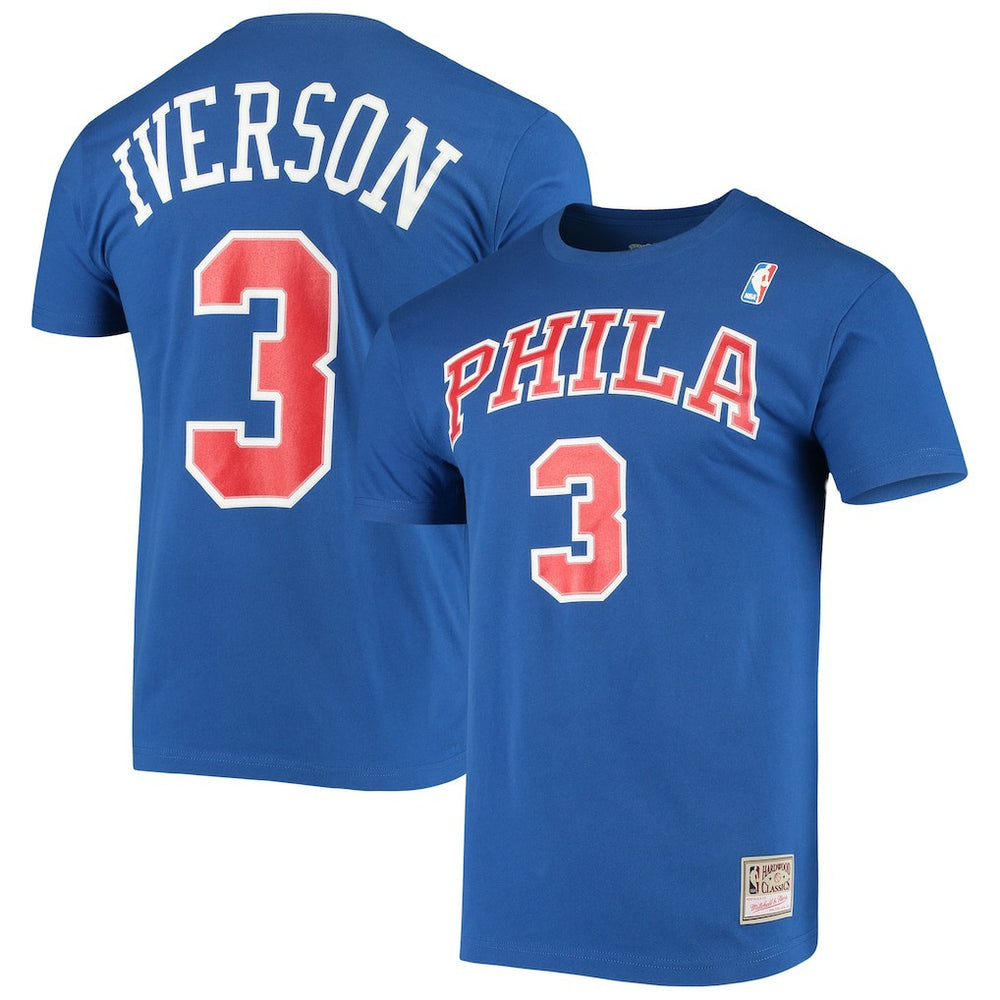 Mitchell & Ness - Allen Iverson Philadelphia 76ers Hardwood Classics Name & Number Player T-Shirt - Royal