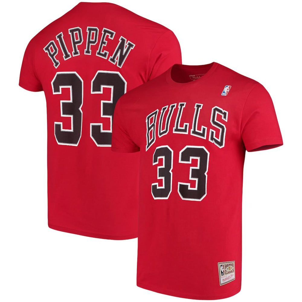 Mitchell & Ness - Scottie Pippen Chicago Bulls Hardwood Classics Name & Number Player T-Shirt - Red
