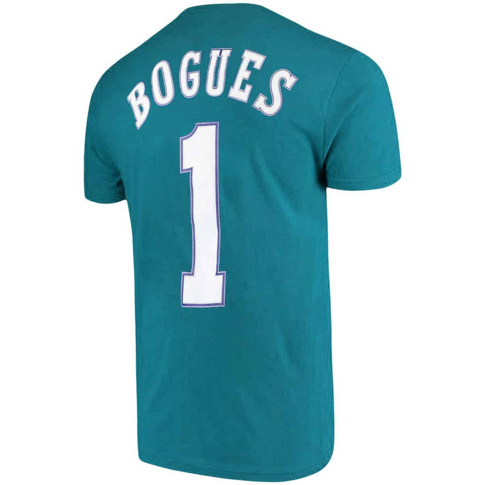 Mitchell & Ness - Muggsy Bogues Charlotte Hornets Hardwood Classics Name & Number Player T-Shirt - Teal